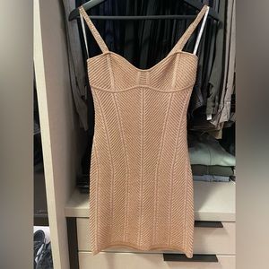 Hervé Léger Mini Bandage Dress in Nude Pink
